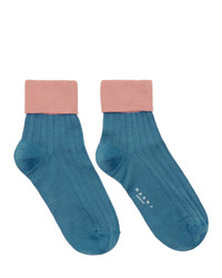 Marni Blue And Pink Silk Socks