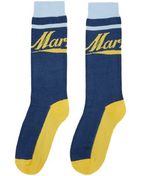 Marni Navy Colorblock Socks
