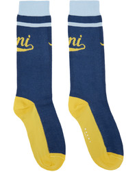 Marni Navy Colorblock Socks