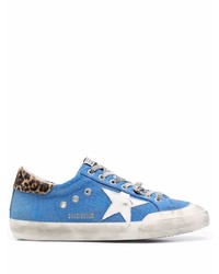 Blue Star Print Canvas Low Top Sneakers