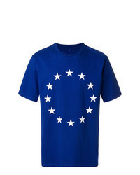 Blue Star Print Crew-neck T-shirt