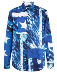Blue Star Print Long Sleeve Shirt