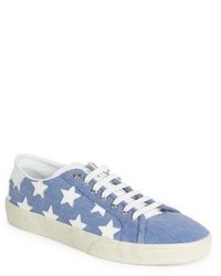 Blue Star Print Low Top Sneakers