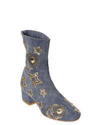 Chiara Ferragni 40mm Sequin Stars Denim Ankle Boots