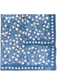Blue Star Print Silk Scarf