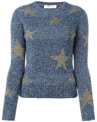 Blue Star Print Wool Sweater