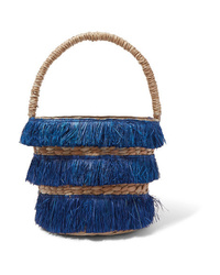 Blue Straw Bucket Bag
