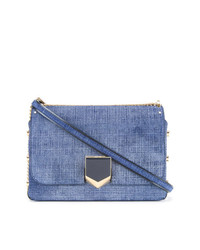 Blue Studded Denim Crossbody Bag