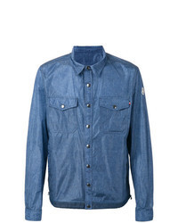Blue Studded Denim Shirt Jacket