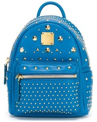 Blue Studded Leather Backpack