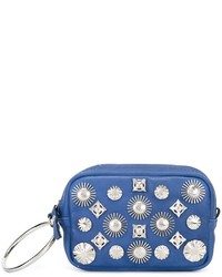Blue Studded Leather Clutch