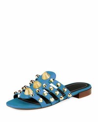 Blue Studded Leather Sandals