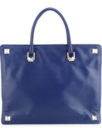 Valentino Leather Studded Tote Bag Blue