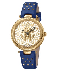 Blue Studded Leather Watch
