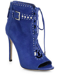 Brian Atwood B Studded Suede Lace Up Ankle Boots