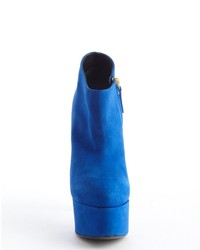 Giuseppe Zanotti Royal Blue Suede Side Zipper Detail Platform Ankle Booties