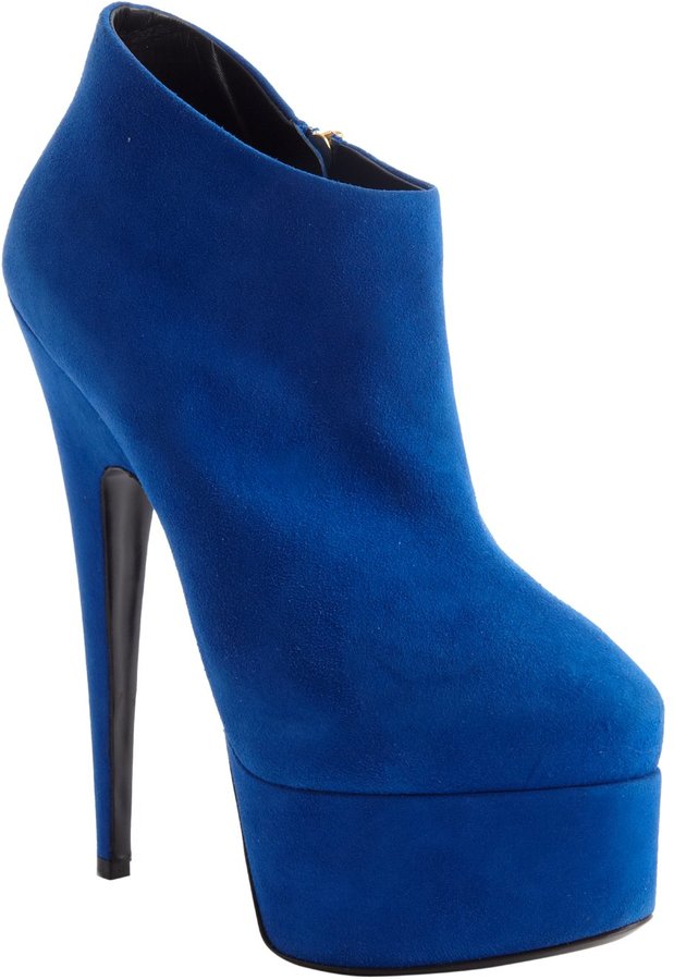 blue suede ankle boot