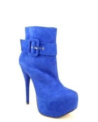 Luichiny Long Dance Blue Suede Fashion Ankle Boots