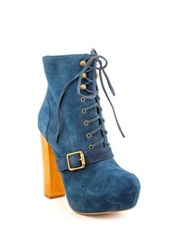 Steve Madden Carnaby Blue Suede Fashion Ankle Boots Newdisplay