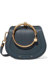 Chloé Nile Bracelet Small Leather And Suede Shoulder Bag Blue