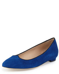 Manolo Blahnik Esper Suede Heart Ballerina Flat Cobalt