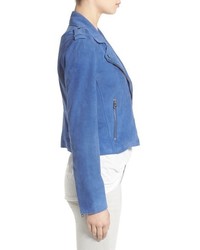 Pam & Gela Suede Moto Jacket Size Large Blue
