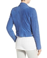 Pam & Gela Suede Moto Jacket Size Large Blue