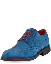 Bugatchi Arezzo Suede Lace Up Oxford Blue