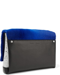Proenza Schouler Elliot Shearling Leather And Suede Clutch