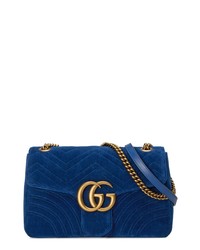 Gucci Medium Gg Marmont 20 Matelasse Velvet Shoulder Bag