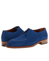 a. testoni Casual Suede Apron Toe Oxford Lace Up Casual Shoes Blue