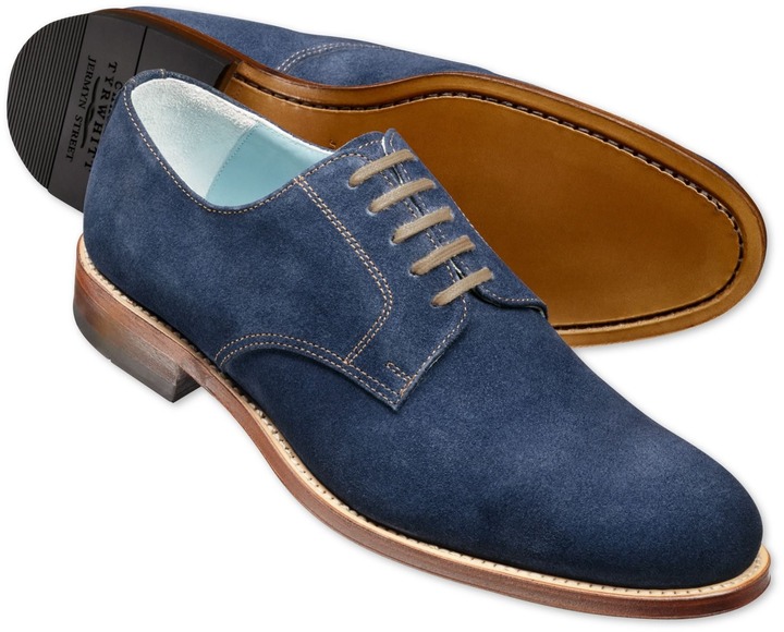 Charles Tyrwhitt Blue Suede Millbank Derby Shoes, $450 | Charles ...