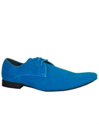 Bravo Blue Dress Shoes Berto 2 Faux Suede Oxford Fashion Wround Plain Toe