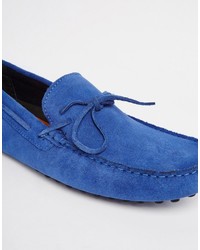 Asos Brand Driving Shoes In Blue Suede
