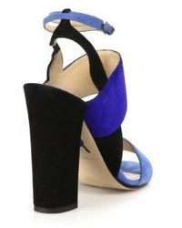 Paul Andrew Colorblock Suede Ankle Strap Sandals