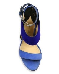 Paul Andrew Colorblock Suede Ankle Strap Sandals