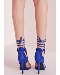 Missguided Ankle Cuff Barely There Heeled Sandals Cobalt Blue