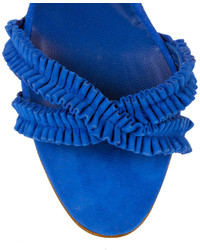 Manolo Blahnik Suplizia Electric Blue Suede Sandal