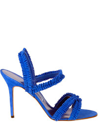 Manolo Blahnik Suplizia Electric Blue Suede Sandal