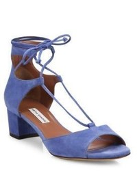 Tabitha Simmons Tallia Suede Lace Up Block Heel Sandals