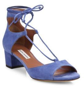 blue lace up block heels