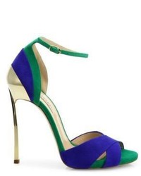 Casadei Two Tone Suede Ankle Strap Sandals