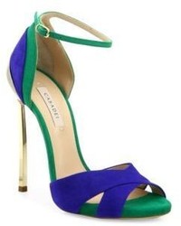 Casadei Two Tone Suede Ankle Strap Sandals