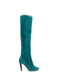 Blue Suede Knee High Boots