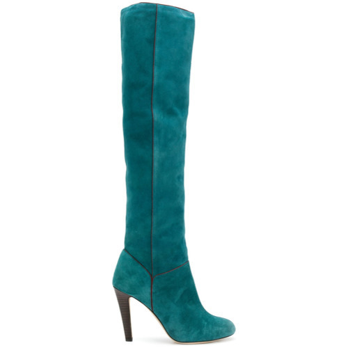 teal suede knee high boots