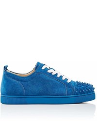 Christian Louboutin Louis Junior Spikes Flat Suede Sneakers