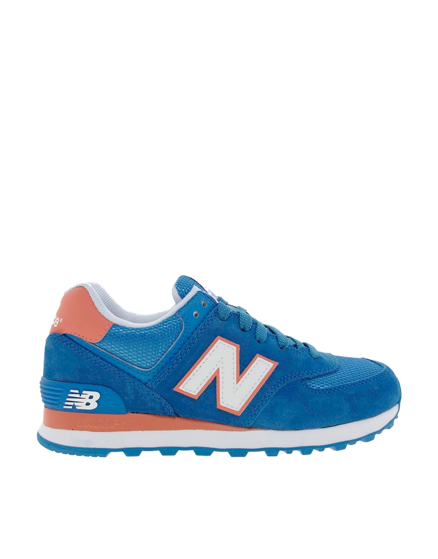 New Balance 574 Suede And Mesh Blue Sneakers, $39 | Asos | Lookastic