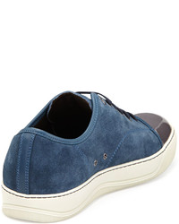 Lanvin Suede Cap Toe Low Top Sneaker