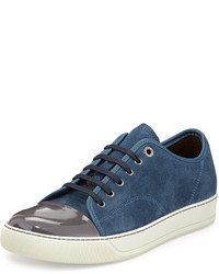 Lanvin Suede Cap Toe Low Top Sneaker