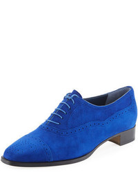Blue Suede Oxford Shoes